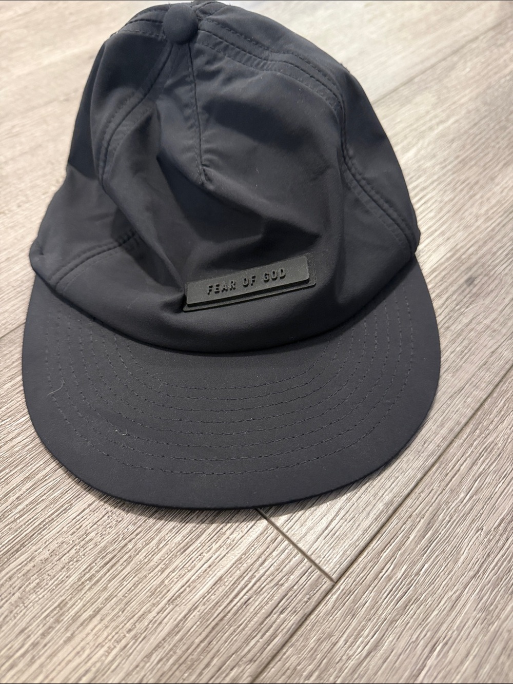 Fear of God Matte Black Rubber Logo Cap
